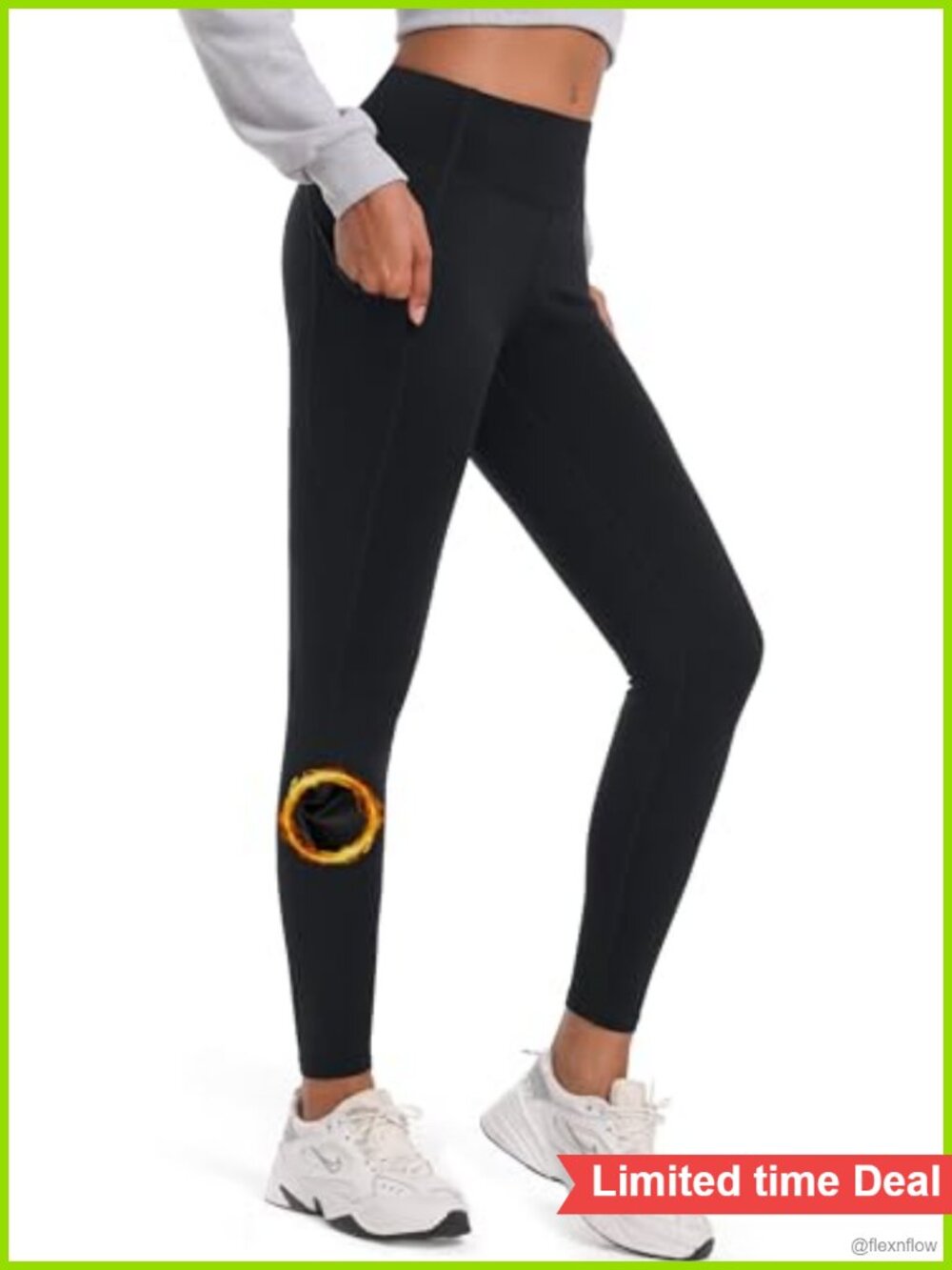 Fleece Lined High Waisted Yoga Leggings with Pockets Winter Thermal Workout